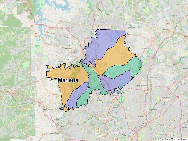 Map of Marietta, Georgia and ZIP codes