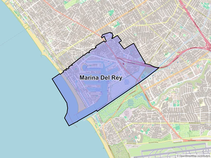 Map of Marina Del Rey, California and ZIP codes