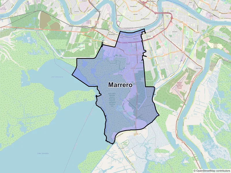 Map of Marrero, Louisiana and ZIP codes