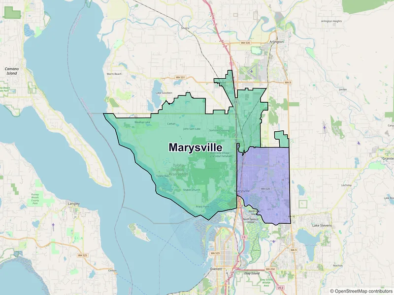 Map of Marysville, Washington and ZIP codes