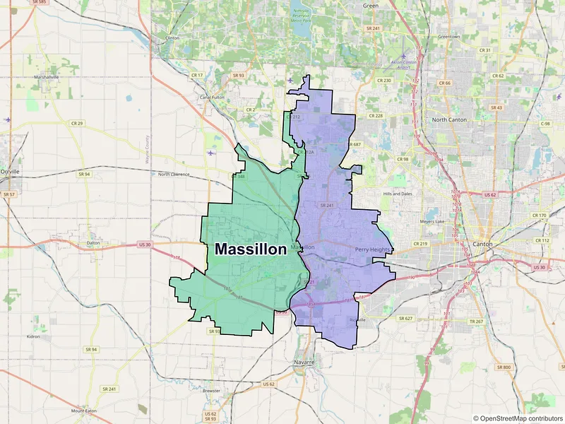 Map of Massillon, Ohio and ZIP codes