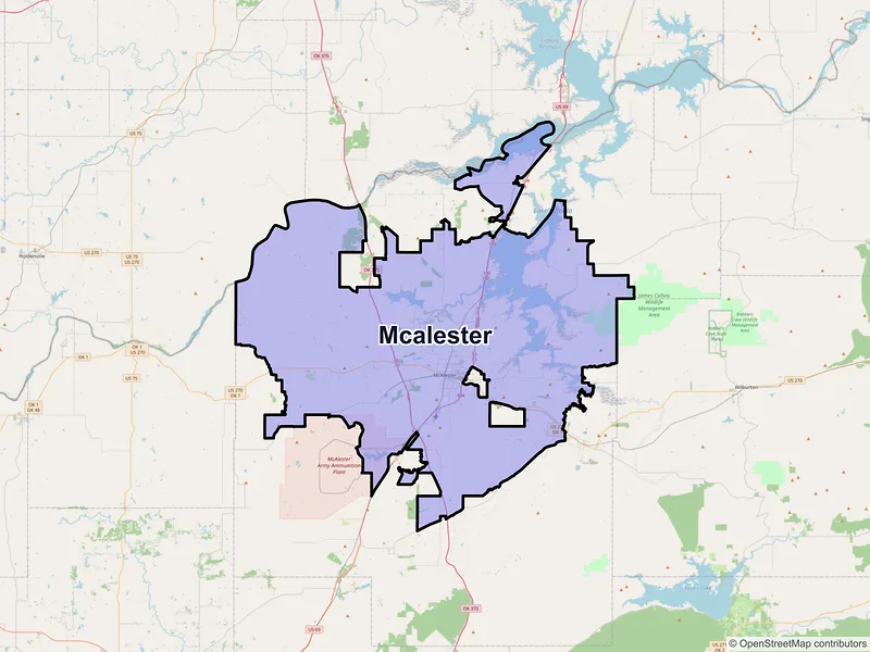 Map of Mcalester, Oklahoma and ZIP codes