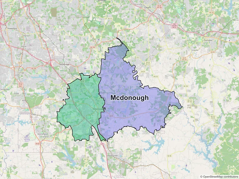 Map of Mcdonough, Georgia and ZIP codes