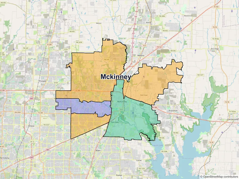 Map of Mckinney, Texas and ZIP codes