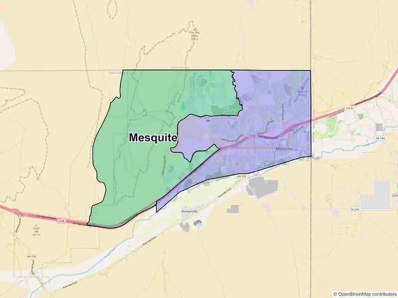 Map of Mesquite, Nevada and ZIP codes