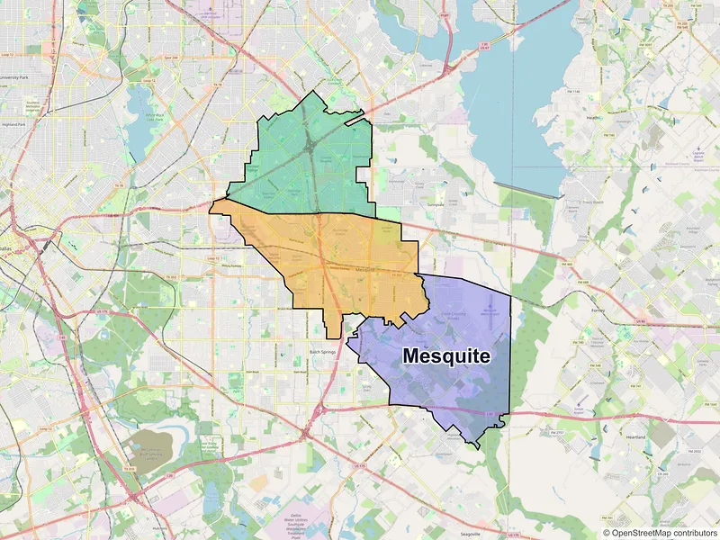 Map of Mesquite, Texas and ZIP codes