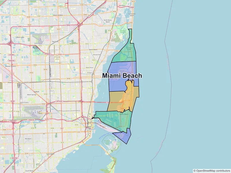 Map of Miami Beach, Florida and ZIP codes