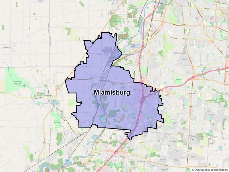 Map of Miamisburg, Ohio and ZIP codes