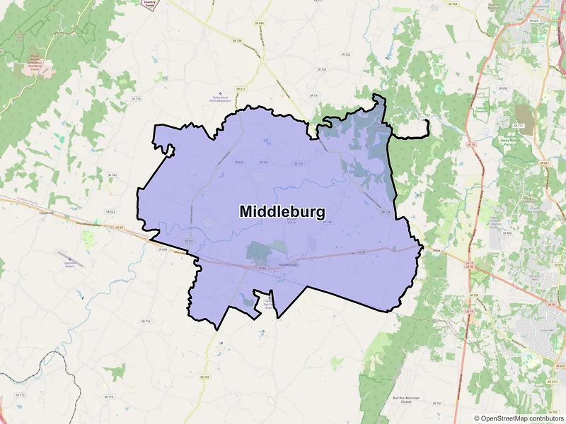Map of Middleburg, Virginia and ZIP codes