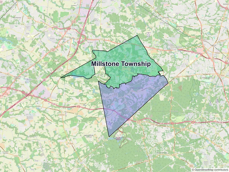 Map of Millstone Township, New Jersey and ZIP codes