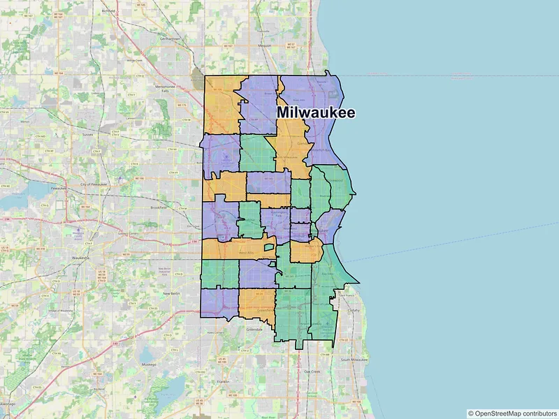 Map of Milwaukee, Wisconsin and ZIP codes