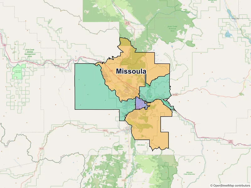 Map of Missoula, Montana and ZIP codes