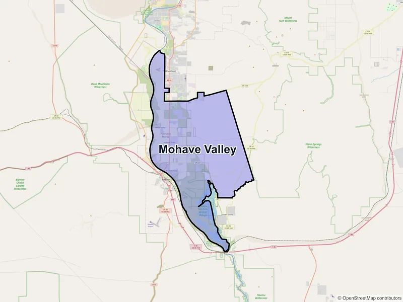 Map of Mohave Valley, Arizona and ZIP codes