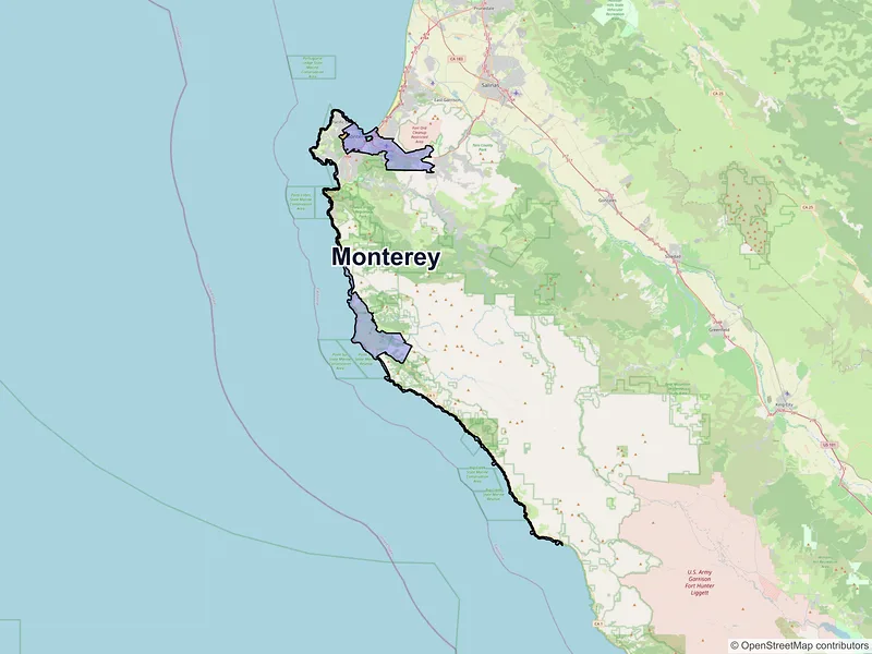 Map of Monterey, California and ZIP codes