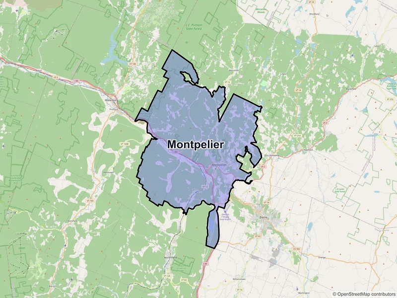 Map of Montpelier, Vermont and ZIP codes