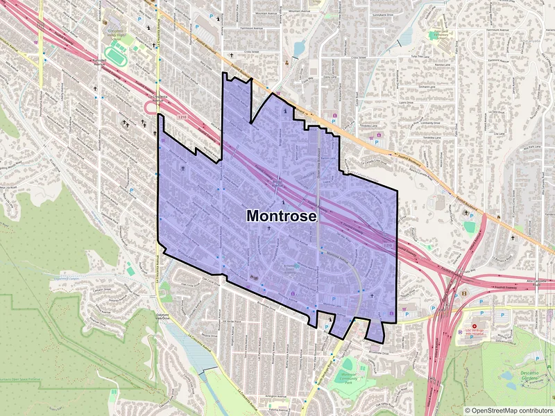 Map of Montrose, California and ZIP codes
