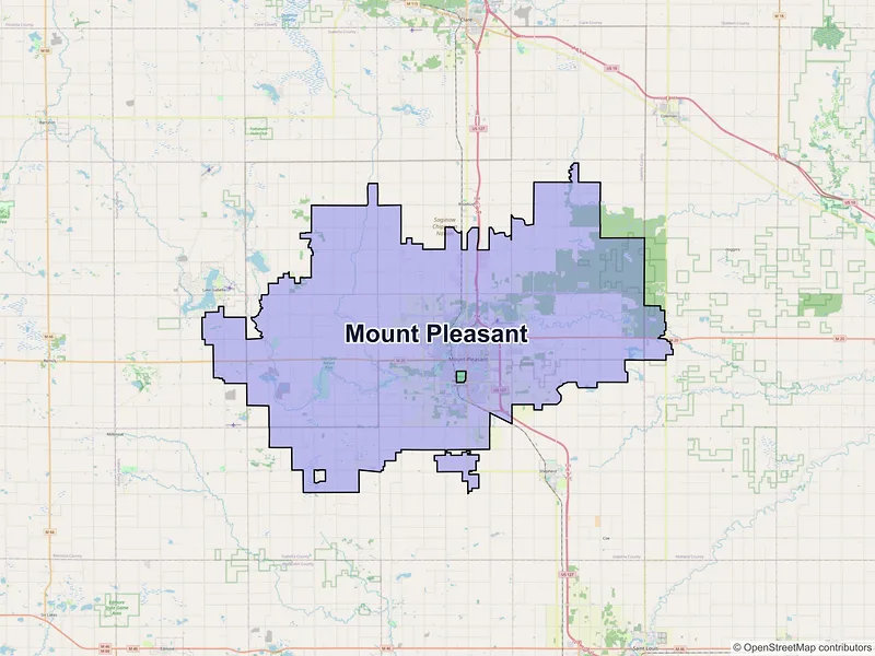 Map of Mount Pleasant, Michigan and ZIP codes