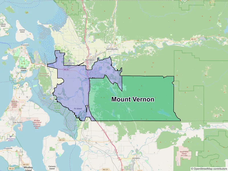 Map of Mount Vernon, Washington and ZIP codes