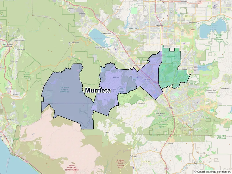 Map of Murrieta, California and ZIP codes