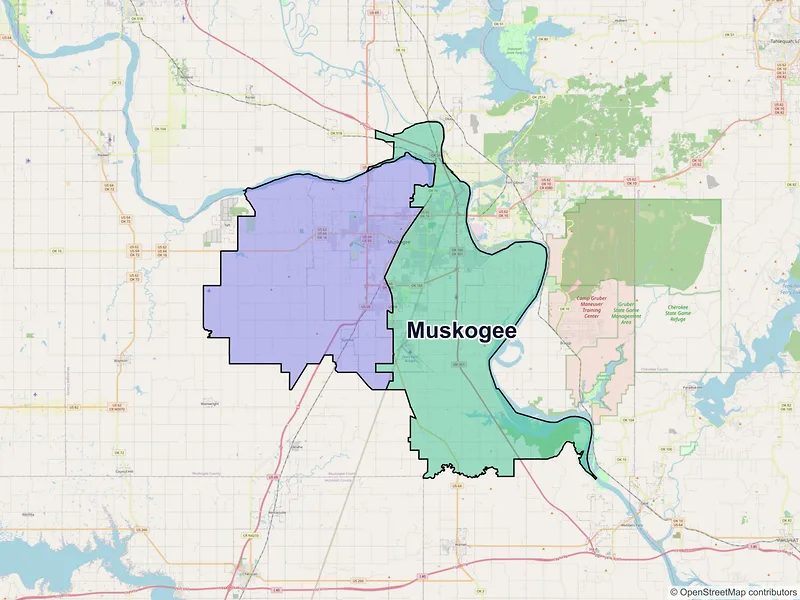 Map of Muskogee, Oklahoma and ZIP codes