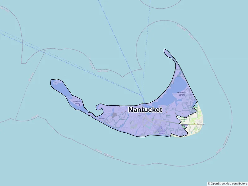 Map of Nantucket, Massachusetts and ZIP codes