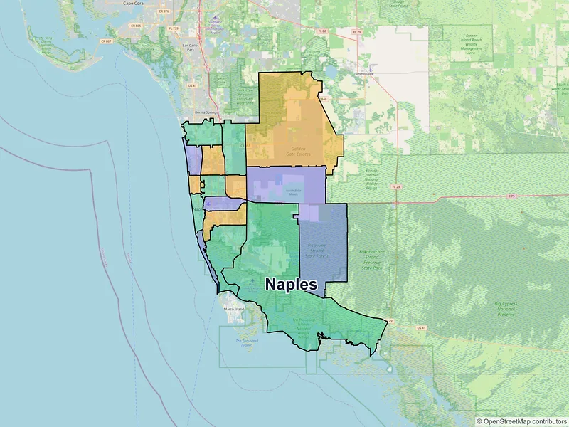 Map of Naples, Florida and ZIP codes