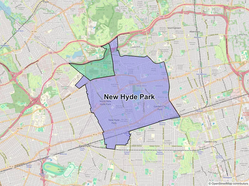 Map of New Hyde Park, New York and ZIP codes