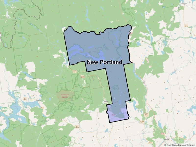 Map of New Portland, Maine and ZIP codes