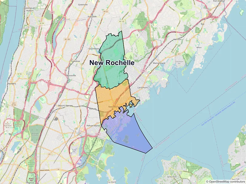 Map of New Rochelle, New York and ZIP codes