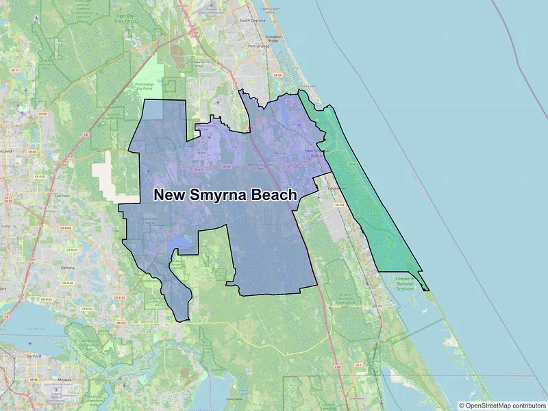 Map of New Smyrna Beach, Florida and ZIP codes