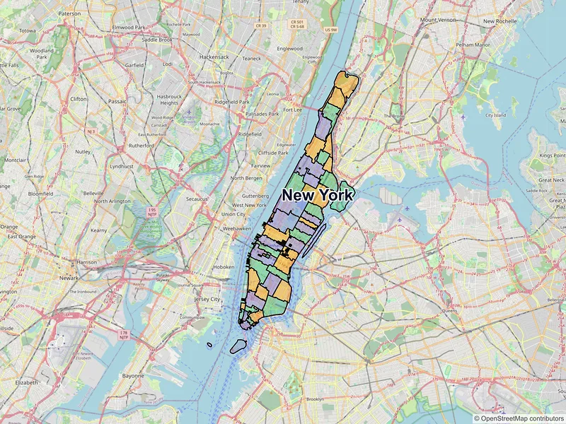 Map of New York, New York and ZIP codes