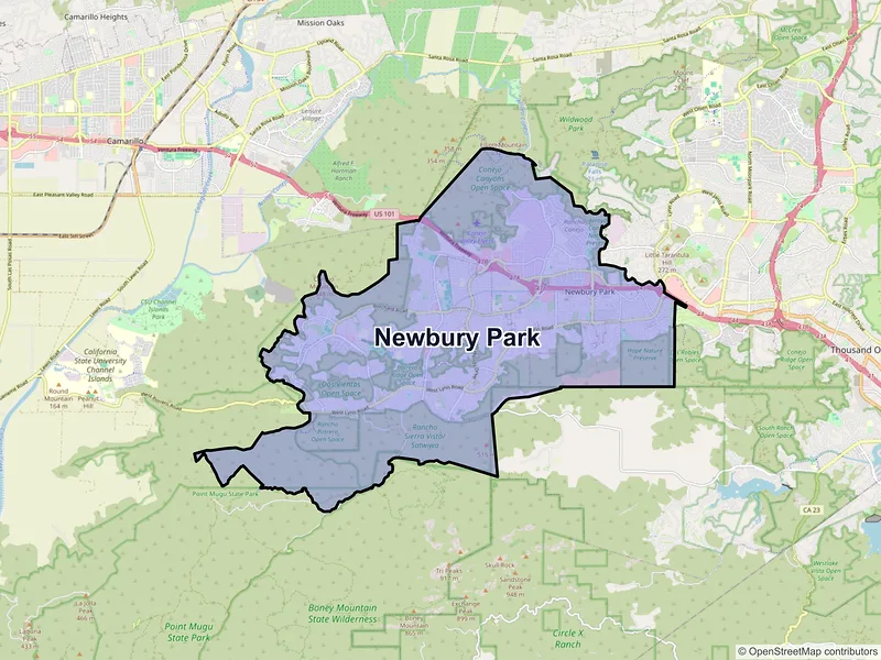 Map of Newbury Park, California and ZIP codes