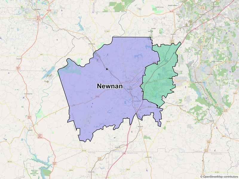 Map of Newnan, Georgia and ZIP codes