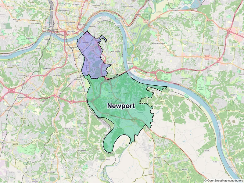 Map of Newport, Kentucky and ZIP codes