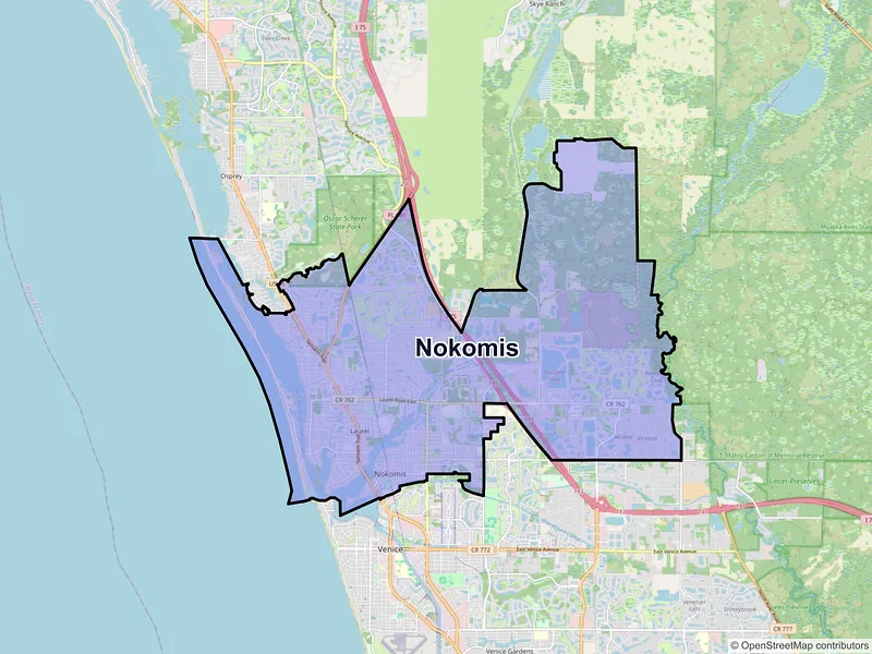 Map of Nokomis, Florida and ZIP codes