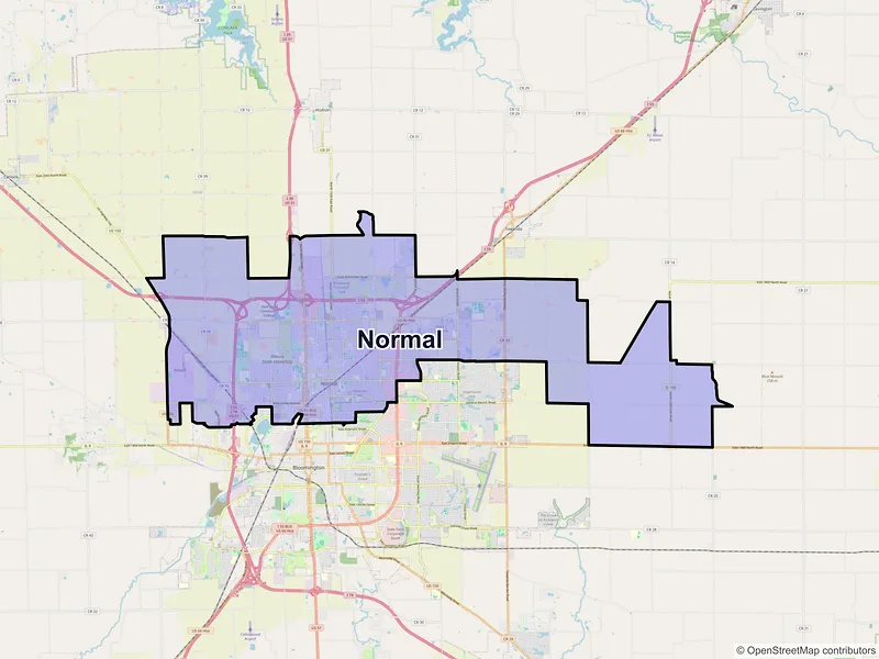 Map of Normal, Illinois and ZIP codes