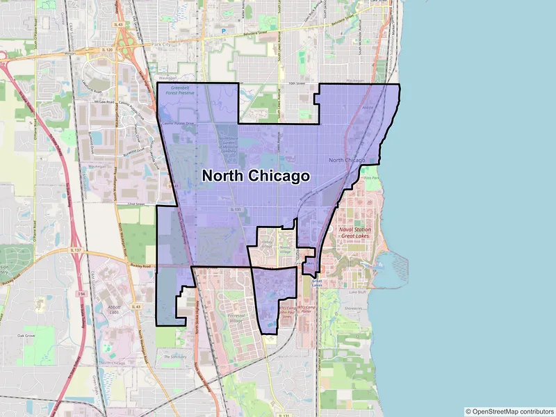 Map of North Chicago, Illinois and ZIP codes