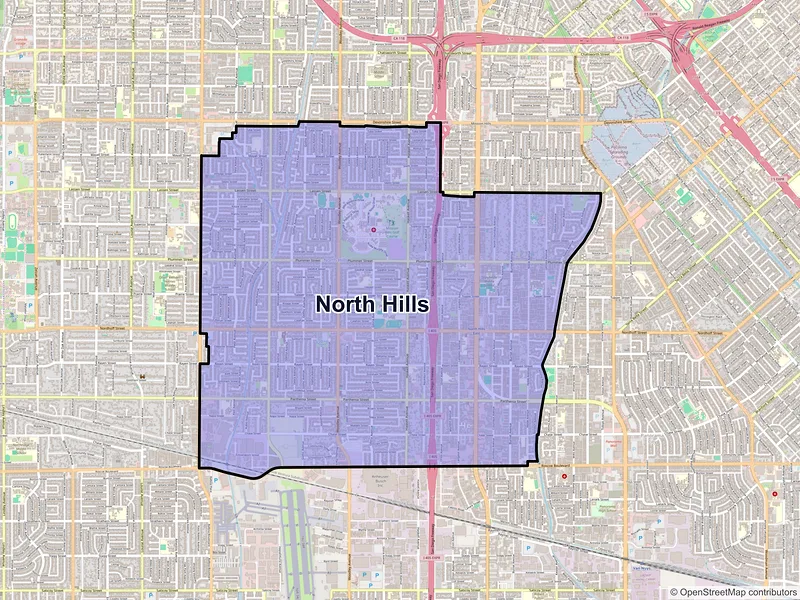 Map of North Hills, California and ZIP codes