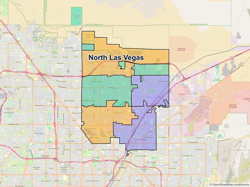 Map of North Las Vegas, Nevada and ZIP codes