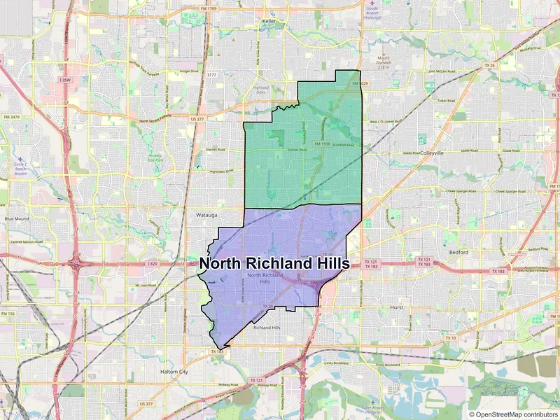 Map of North Richland Hills, Texas and ZIP codes