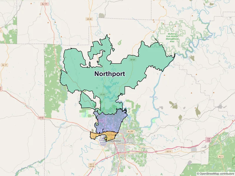 Map of Northport, Alabama and ZIP codes