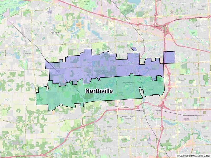 Map of Northville, Michigan and ZIP codes