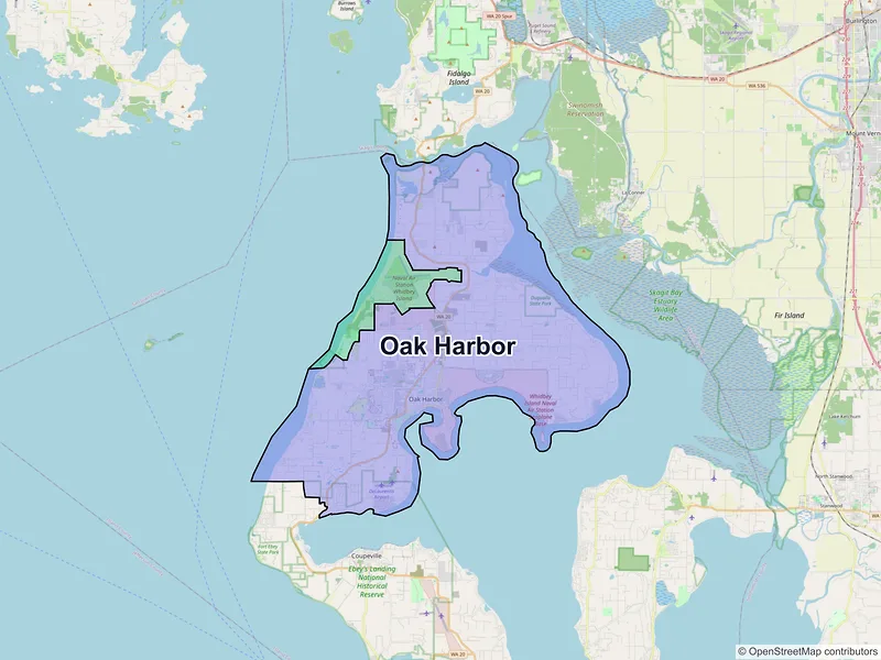 Map of Oak Harbor, Washington and ZIP codes