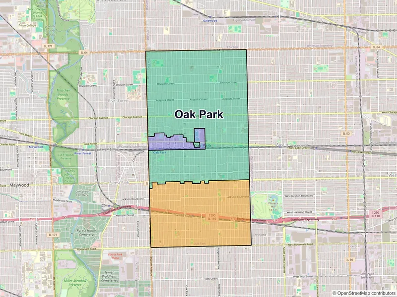 Map of Oak Park, Illinois and ZIP codes