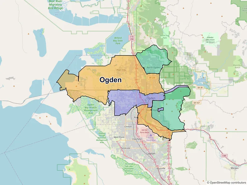 Map of Ogden, Utah and ZIP codes