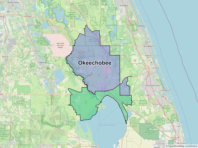 Map of Okeechobee, Florida and ZIP codes
