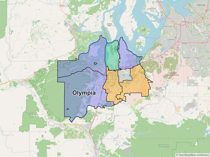 Map of Olympia, Washington and ZIP codes