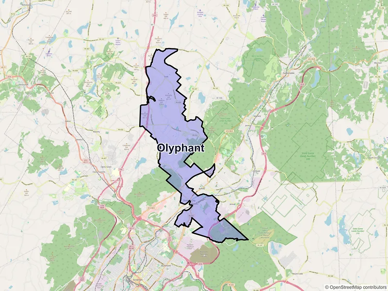 Map of Olyphant, Pennsylvania and ZIP codes