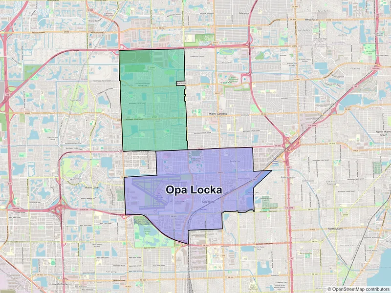 Map of Opa Locka, Florida and ZIP codes