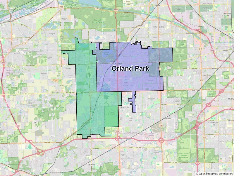 Map of Orland Park, Illinois and ZIP codes